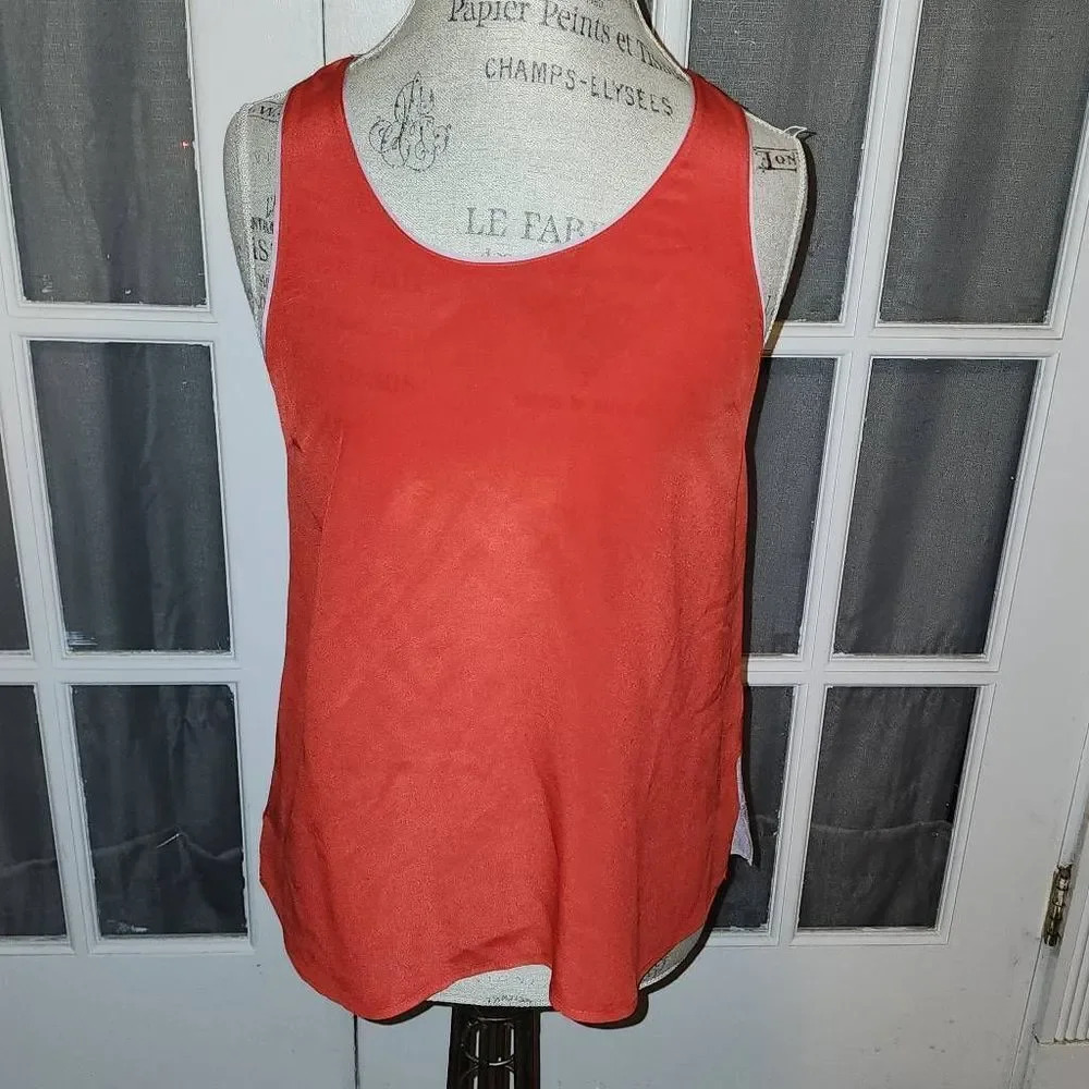 Maeve Anthropologie Womens Red White Silk Sleeveless Top Blouse 8